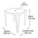 Ver imagem 4 de Kit 5 Mesas de Plástico Quadrada 70cm Empilhável Preta Monobloco