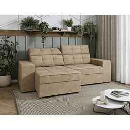 Sofá Roma Retrátil 2 Lugares Veludo Capuccino 1.90cm Sala Tv Bz Home Decor - 1