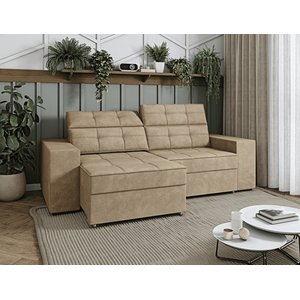 Sofá Roma Retrátil 2 Lugares Veludo Capuccino 1.90cm Sala Tv Bz Home Decor