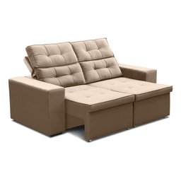 Sofá Roma Retrátil 2 Lugares Veludo Capuccino 1.90cm Sala Tv Bz Home Decor - 4