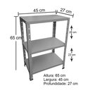 Ver imagem 2 de Estante de Aço Cinza Mini com 3 Prateleiras 45x27cm 45kg Coluna Bipartida para Quarto Escritório