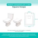 Ver imagem 3 de Assento Sanitário Tampa de Vaso Branco Mdf Laqueado Square para Bacia Incepa