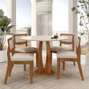 Ver imagem 2 de Mesa Redonda Camogli 4 Cadeiras Sextavadas Freijó/off/bouclé Off - M.a Freijó/off Premium/boucl