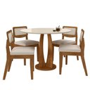 Ver imagem 1 de Mesa Redonda Camogli 4 Cadeiras Sextavadas Freijó/off/bouclé Off - M.a Freijó/off Premium/boucl