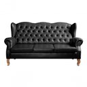 Ver imagem 1 de Sofá Imperador 3 Lugares 185cm Preto Couro Sintético Bella Decor