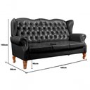 Ver imagem 2 de Sofá Imperador 3 Lugares 185cm Preto Couro Sintético Bella Decor