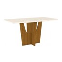 Ver imagem 1 de Mesa de Sala Jantar Vértice + Tampo Madeirado 160x80cm Nature/off White - Henn