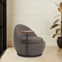 Ver imagem 2 de Poltrona Orgânica Kaira com Mesa Lateral Direita Base Fixa Preto Bouclé Marrom - Nexta Casa