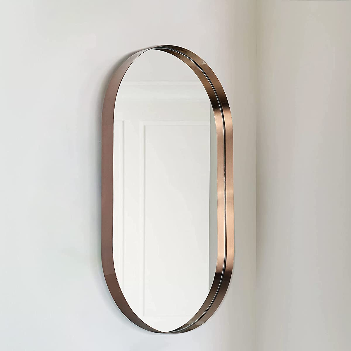 Espelho Oval com Moldura em Metal 80 x 50 cm - Cores - Bronze - 4