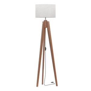 Luminária Roma Bivolt Tripé de Madeira Maciça e Cúpula Palha