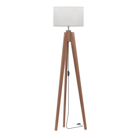Luminária Roma Bivolt Tripé de Madeira Maciça e Cúpula Palha