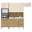 Ver imagem 1 de Armário de Cozinha Completa com Balcão para Pia 10 Portas Dubai - Freijó/vanilla/com Ripado