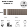 Cabeceira King Linho Cinza Placa Modulada Estofada Ripada Adesiva - 5