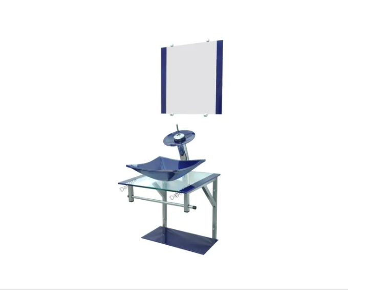 Gabinete de Vidro 40cm para Banheiro Cuba Quadrada Azul - DaHora