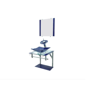 Gabinete de Vidro 40cm para Banheiro Cuba Quadrada Azul - DaHora