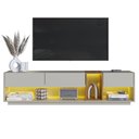 Ver imagem 4 de Rack para Tv 65" 180x36,6x45,5cm 3 Gavetas Nicho Iluminação Led Rgb Mel Arenas