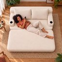 Ver imagem 5 de Sofá Cama Nami 1,50m Xpand Tech Tecido Bouclê Bege Claro Cama Inbox