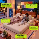 Ver imagem 4 de Sofá Cama Nami 1,50m Xpand Tech Tecido Bouclê Bege Claro Cama Inbox