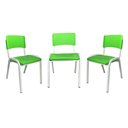 Ver imagem 3 de Kit 3 Cadeiras Infantil Iso Verde-limão Brinquedoteca Escolas Ecomhome