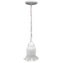 Ver imagem 1 de Pendente Lustre Corrente Branca 1 Tuipa Rei Vidro Fosco