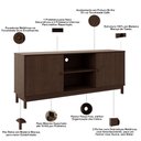 Ver imagem 5 de Rack para Sala de Estar TV 60 Polegadas Madeira Maciça 160cm Ethos F06 Café - Lyam Decor