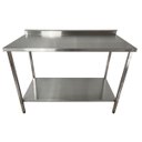 Ver imagem 2 de Mesa de Aço Inox Industrial 120x70x90 Cm com 1 Prateleira Plano Liso com Espelho Nortinox Stander