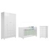 Quarto Infantil Berço Americano Cristal, Guarda Roupeiro New Encanto, Cômoda Vitória 5 Gavetas Branc - 1