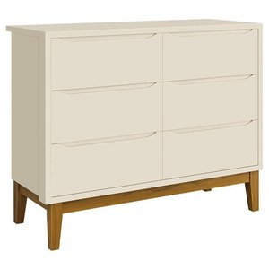Cômoda Infantil 6 Gavetas Classic Areia Acetinado com Pés Madeira - Reller