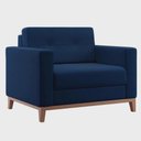 Ver imagem 2 de Poltrona Decorativa Living Tecido Linho Base Madeira para Sala - Veludo Azul