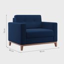 Ver imagem 3 de Poltrona Decorativa Living Tecido Linho Base Madeira para Sala - Veludo Azul