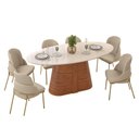 Ver imagem 6 de Mesa Multiuso Cozinha Ryze C- Tampo Madeirado C- Vidro Oval 218x108cm Freijo-Off White - DJ Móveis