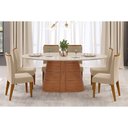 Ver imagem 4 de Mesa Multiuso Cozinha Ryze C- Tampo Madeirado C- Vidro Oval 218x108cm Freijo-Off White - DJ Móveis