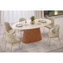 Ver imagem 5 de Mesa Multiuso Cozinha Ryze C- Tampo Madeirado C- Vidro Oval 218x108cm Freijo-Off White - DJ Móveis