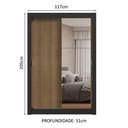 Ver imagem 4 de Guarda-roupa Solteiro 2 Portas de Correr com Espelho Preto/rustic Milano Madesa