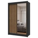 Ver imagem 3 de Guarda-roupa Solteiro 2 Portas de Correr com Espelho Preto/rustic Milano Madesa