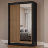 Guarda-roupa Solteiro 2 Portas de Correr com Espelho Preto/rustic Milano Madesa - 2