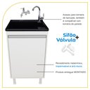 Ver imagem 3 de Tanque Lavanderia 26 Litros Torneira de Bancada + Gabinete Cor:pretobranco