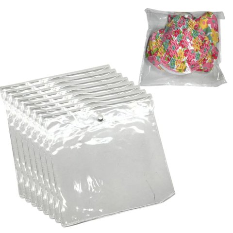Embalagem Multiuso Pvc Cristal com Botão 22x22cm Kit 50unds