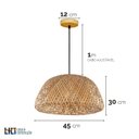 Ver imagem 4 de Luminária Pendente Bambu Fibra Natural 45cm 1xE27 Lili Casa
