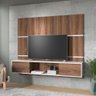 Painel Home Suspenso para Tv até 60 Polegadas Sala de Estar 2 Portas 1 Nicho 160 Cm Marrom Branco - 1
