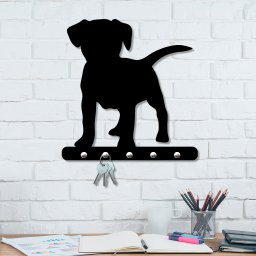 Porta Chaves de Parede 6mm Cachorro em Pé Decorativo em MDF:PRETO - 1