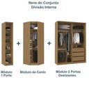 Ver imagem 7 de Guarda Roupa Modulado de Canto 4 Portas 3 Peças Decor Marrom/Freijó