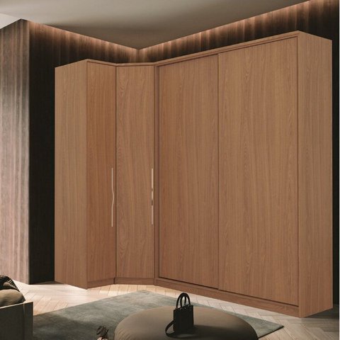Guarda Roupa Modulado de Canto 4 Portas 3 Peças Decor Marrom/Freijó