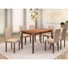 Conjunto Mesa C024/b 1.40 em Metalon 6 Cadeiras Bm Tubulares Café/bege - 2