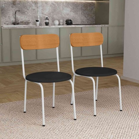 Kit 2 Cadeiras de Jantar Ergonômicas 188 em Aço Carbono Branco