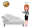 Ver imagem 5 de Recamier Divã Larissa 150cm Direito Suede:branco/liso