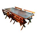 Ver imagem 1 de Conjunto Mesa Rústica 2m e 4 Bancos Madeira Maciça Eucalipto:Tabaco
