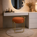 Ver imagem 7 de Puff Decorativo Bouclé Terracota para Penteadeira e Closet Metal Dourado - Unitàlle Estofados
