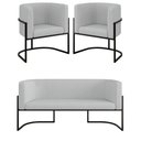 Ver imagem 1 de Kit Sofá 2 Lugares + 2 Poltronas Bouclê Preto Cinza