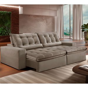 Sofá Retrátil e Reclinável 2,50cm com Pillow e Molas Ensacadas Montebello - Movenzo Estofados